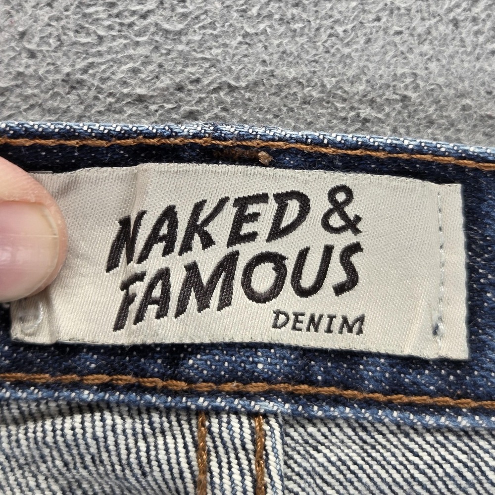 Naked & Famous Jeans Mens 30x30 Blue Selvedge Super Skinny Guy Stretch Whiskers - Picture 10 of 16